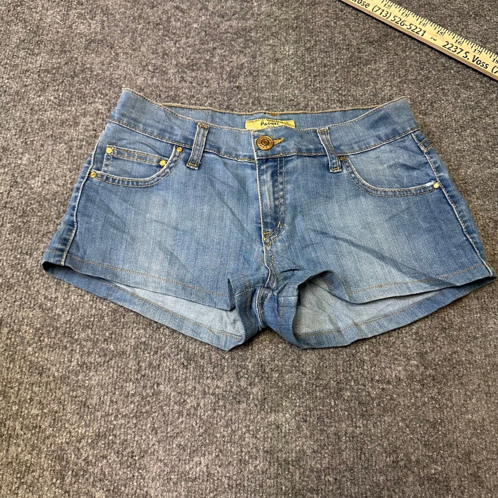 Pauser Jeans Denim Shorts Womens Size 38 Light Wash Low Rise Mini Casual Stretch